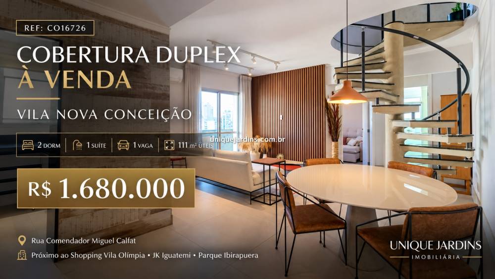 Cobertura Duplex venda Vila Nova Conceição - Referência CO16726