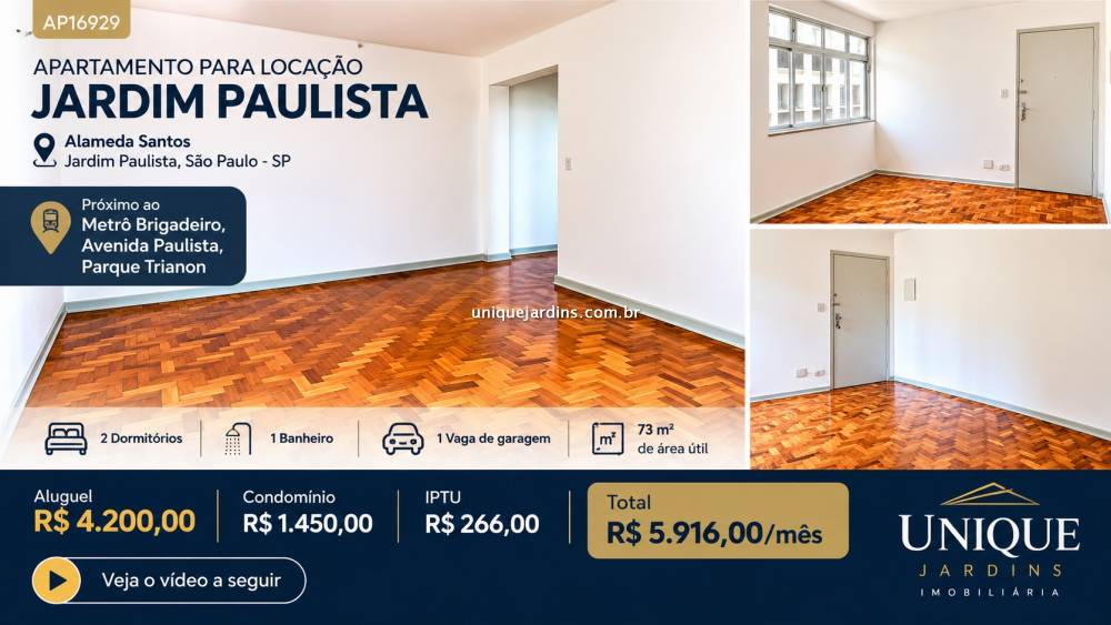 Apartamento aluguel Jardim Paulista - Referência AP16929