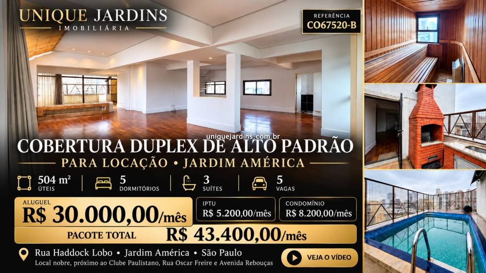 Cobertura Duplex aluguel Jardim América - Referência CO67520-B
