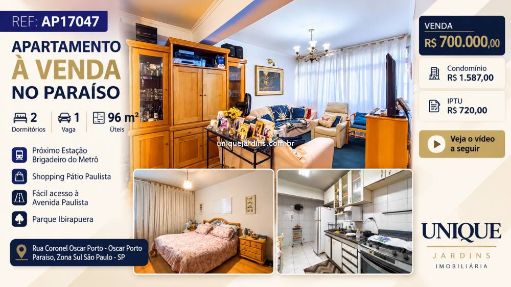 Apartamento venda Paraíso - Referência AP17047