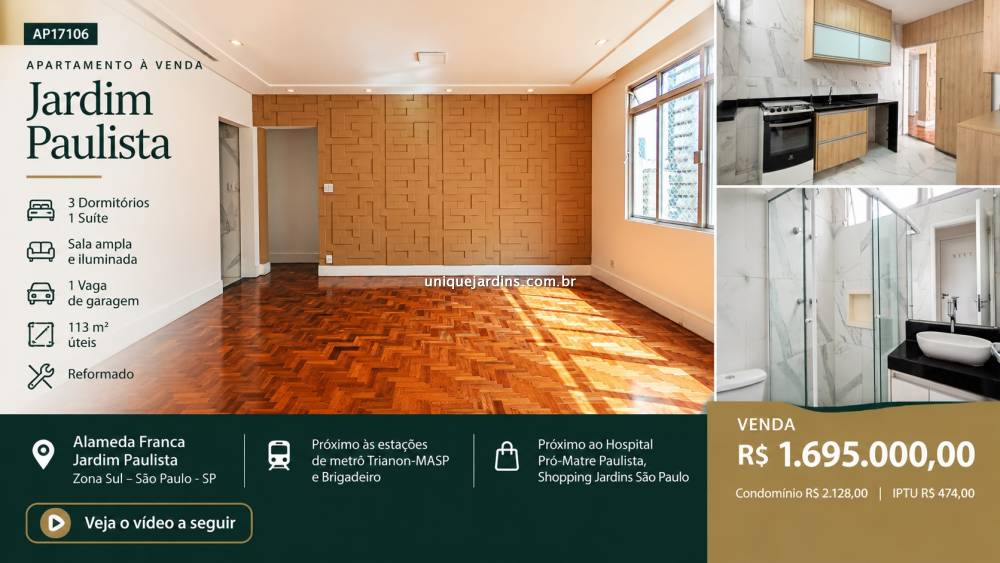 Apartamento venda Jardim Paulista - Referência AP17106