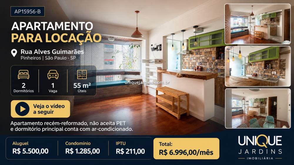 Apartamento aluguel Pinheiros - Referência AP15956-b